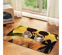 Cute Couple Monkey print Cats Pet Bowl Placemat Pet Feeding Mats for Dogs, Non-Slip PU Leather Tablecloth for Pets