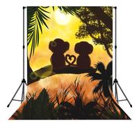 Cute Couple Monkey Print Photo Studio Background 5x7ft Soft Photo Backdrop Curtain For Studio Content Creator Equipment