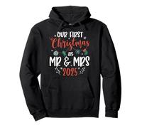 Cute Couple Outfit Our First Christmas As Mr & Mrs 2025 Xmas Pullover Hoodie