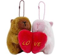Cute Couples Keychain Set,Stuffed Capybara Doll Keychain Pendant Charm | Love Keychains, Cute Capybara Plushie for Car Keys, Valentine's Day