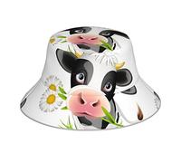 Cute Cow Adult Sun Hat, Fashion Double-Sided Design Printing, Men and Women Universal Summer Travel Bucket Beach Hat. Black, Black, One Size, Black, One Size