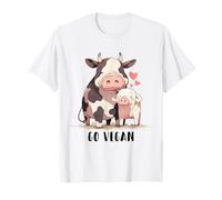 Cute Cow And Pig Animal, Go Vegan T-Shirt