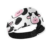 Cute Cow Black White Pink Moisture Wicking extra wide headbands for women Elastic sweat bands for head for Daily use Workouts Gym Cycling cintillos de pelo para mujeres