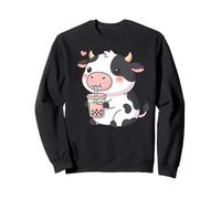 Cute Cow Bubble Tea Kawaii Anime Cows Lover Girls Sweatshirt