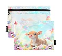 Cute Cow Butterfly Bubbles Pencil Pouch for 3-Ring Binder Clear Pencil Case