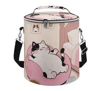Cute Cow Cat Lunch Bag 15L, Insulated Picnic Basket with Leakproof Design - Large Cooler Tote for Camping, Beach, Hiking & Groceries
