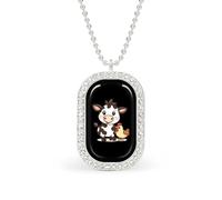 Cute Cow Chicken Brilliant White Diamond Necklaces Jewelry Square Dainty Pendant Necklace Gift for Women