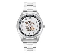 Cute Cow Chicken Simple Stainless Watch Fashion Designer Wristwatch Easy Reader Analog Watches Gifts for Men