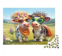 Cute Cow Couple 1000 Piece Jigsaw Puzzles for Adults in Vibrant Colours Colourful Jigsaws As An Aesthetic Jigsaw Puzzle for Home Decor Puzzle 52x38cm/1000pcs