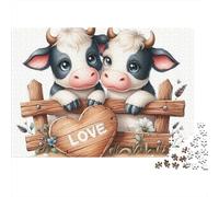Cute Cow Couple Jigsaw Puzzle Beasts 1000 Pieces Premium Cardstock Eco-friendly for Collectors Relaxation Gift 70x50cm/1000pcs