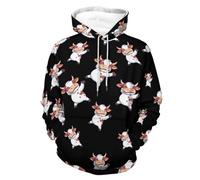 Cute Cow Dancing Men's Sweatshirt Lightweight Pullover Hoodie with Pocket Casual Sweatshirts for Women