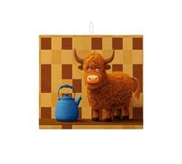 Cute Cow Dish Drying Mats For Kitchen Counter, Rustic Animal Pattern Absorbent Dish Drainer Rack Mat, Farmhouse Microfiber Drying Pad For Kitchen Counter Decor 16x18 Inch
