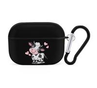 Cute Cow Earphone Case PC Bluetooth Earbud Cove Headphone Cases Compatible with Airpods Pro Black-style