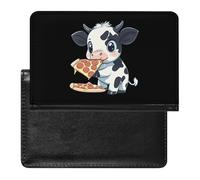 Cute Cow Eating Pizza Travel Passport Covers Unisex Wallet Holder Slim RFID Blocking Card Case Protector Essentials
