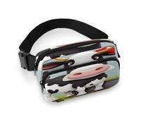 Cute Cow Fanny Pack Belt Bag with Adjustable Strap Fashion Waist Bag for Outdoor Sports Hiking, white, 20x13cm, Full Printed Waist Bag
