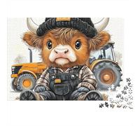 Cute Cow Farmer Boy 1000-Piece Jigsaw Puzzle Farmer Hat Art - Classic Educational Game for Adults And Kids70x50cm/1000pcs