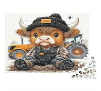 Cute Cow Farmer Boy 1000 Piece S Classic Jigsaw Puzzle Adults Kids Hard Difficult Challenging Decompression Wall Decor Gift Idea 38x26cm/1000pcs