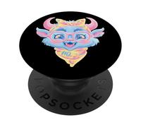 Cute Cow Floral Portrait Farm Animal Lover Graphic Blue PopSockets Adhesive PopGrip