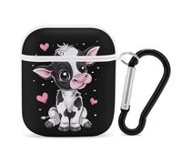 Cute Cow Funny Case Cover Compatible for AirPods 1 & 2 Earbuds Protective Hard Cover with Keychain
