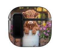 Cute Cow Highland Cow (4) Bluetooth Headphone Case Earphone Protective Cover with Magnets Lock Compatible with Airpods 4