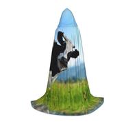 Cute Cow Hooded Cape For Teenagers, Unisex Cloak Robe Hooded Halloween Costume Satin Witches Vampire Cloak Fancy Dress Up Children