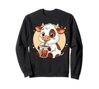 Cute Cow Kawaii Anime Drinking Bubble Tea Girl Kids Sweatshirt