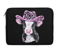 Cute Cow Leopard Sequin Hat Cute Laptop Sleeve Case Briefcase Protective Carrying Cover for 10 12 13 15 17 Inches