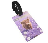 Cute Cow Luggage Tags for Suitcases, PVC Suitcase Tag with Secure Strap Suitcase Identifier with Privacy Name Card for Travel Bag Tags Personalized Baggage Tag for Women Men