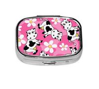 Cute Cow,Meta Pill Box 2 Compartment Medicine Case,Portable Organizer,Rectangle Meta Portable Organizer Pill Box 1833 Compartment Medicine Case