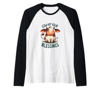 Cute Cow-nt Your Blessings Pun Farm Animal Lover Raglan Baseball Tee