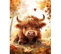 Cute Cow Paint by Numbers for Adults with Frame, Large Paint by Number Canvas Kits, DIY Color Oil Painting Acrylic Paints with Brushes, Hobbies for Adults Women, Home Wall Decor Gifts 20x30cm J8-387
