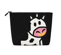 Cute Cow Patterned Women's Cosmetic Bag, Single Layer Toiletry Bag, Suitable for Daily Storage, Travel, and Business Trips.