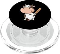 Cute Cow Playing Cricket Funny Cartoon Sports PopSockets PopGrip for MagSafe