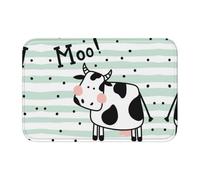 Cute Cow Polka Dot Crystal Velvet Lock Edge Floor Mat 40x60, Non Slip, Easy To Clean, Comfortable Foot Feel