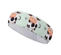 Cute Cow Polka Dot Headbands for Women Men Soft Elasitc Workout Sweatband Non-Slip Breathable Hairband for Running Sports Travel Fitness