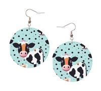 Cute Cow Polka Dot Leather Round Earrings Daily Accessories Working At Work Women'S Fashion