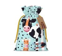 Cute Cow Polka Dot Print Stylish Drawstring Pouches,Reusable Drawstring Gift Bags,Perfect For Holiday And Party