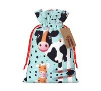 Cute Cow Polka Dot Print Stylish Drawstring Pouches,Reusable Drawstring Gift Bags,Perfect For Holiday And Party