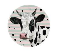 Cute Cow Polka Dot Printed Gaming Mouse Pad 4 PCS, Round Non-Slip Rubber Base Laptop Mousepad Desk Mat for Gamer, Office, Home