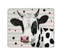 Cute Cow Polka Dot Printed Gaming Mouse Pad 8x7.6 Inches, Non-Slip Rubber Base Laptop Mousepad Desk Mat with Stitched Edges for Gamer, Office, Home