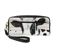 Cute Cow Polka Dot Printed Makeup Bag for Women Travel PU Leather Cosmetic Bag with Wristlet Toiletry Bag
