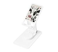 Cute Cow Polka Dot Prints Rotating Cell Phone Stand with 360° Swivel Base - Foldable Square Desk Phone Holder for iPhone 16 15 14 13 12 11,All Phones,White