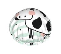 Cute Cow Polka Dot Shower Caps For Women, Elastic And Reusable Bath Caps, Double Waterproof Layers Shower Cap, Bathing Shower Caps