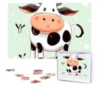 Cute Cow Polka Dot Wooden Puzzles 1000 Pieces Personalized Jigsaw Puzzle For Adults Interesting Custom Photo Puzzles Gift For Holiday Birthday Wedding Anniversay
