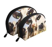Cute Cow Portable Shell Cosmetic Bag Set - Travel Makeup Organiser with Zipper & Inner Compartments