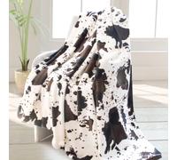 Cute Cow Print Blanket Soft Fleece Flannel Cozy Warm Plush Lightweight Throw Blanket All-Season for Couch Sofa Bed for Adults Kids Boys Teens Gift 50"x60"