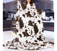 Cute Cow Print Blanket Soft Warm Plush Throw Blanket Fleece Flannel Fuzzy Lightweight Travel Blankets Cozy All-Season Black Couch Cow Blankets and Throws for Daughter Adults Students Teen 50x60 inch
