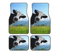 Cute Cow Print Car Foot Mat Four-Piece Set Full Set With Non-Slip Rubber Backing