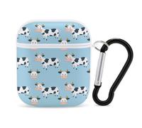 Cute Cow Print Earphone Case PC Bluetooth Headphone Case Compatible with Airpods 1/Airpods 2 White-style