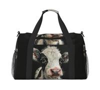 Cute Cow Print Functional Travel Tote Ample Space Travel Bag Foldable Carry On Tote for Weekender